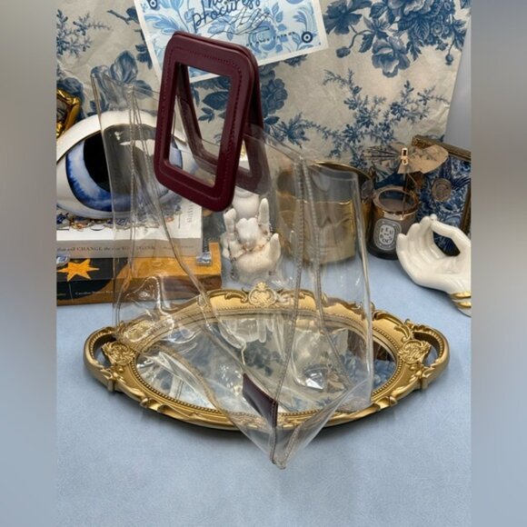 🆕 STAUD 🧿 NWOT Shirley Transparent Bag, Burgundy/Transparent *MISSING POUCH* - Picture 9 of 10